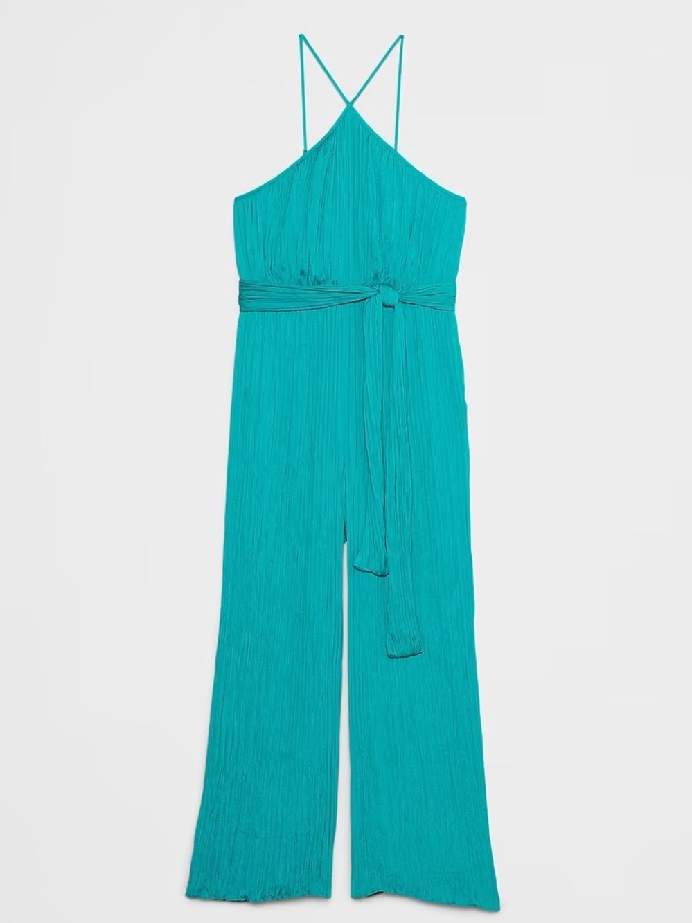 Banana Republic Sleeveless Crinkle Wide-Leg Jumpsuit in Teal NWT